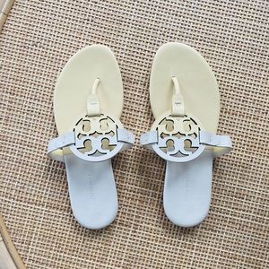 TORY BURCH MILLER SOFT SANDAL, BICOLOR LEATHER - Sweet Corn / New Cream NEW